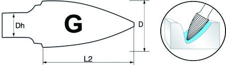 Desenho técnico - Lima Rotativa Árvore Pontiaguda - G